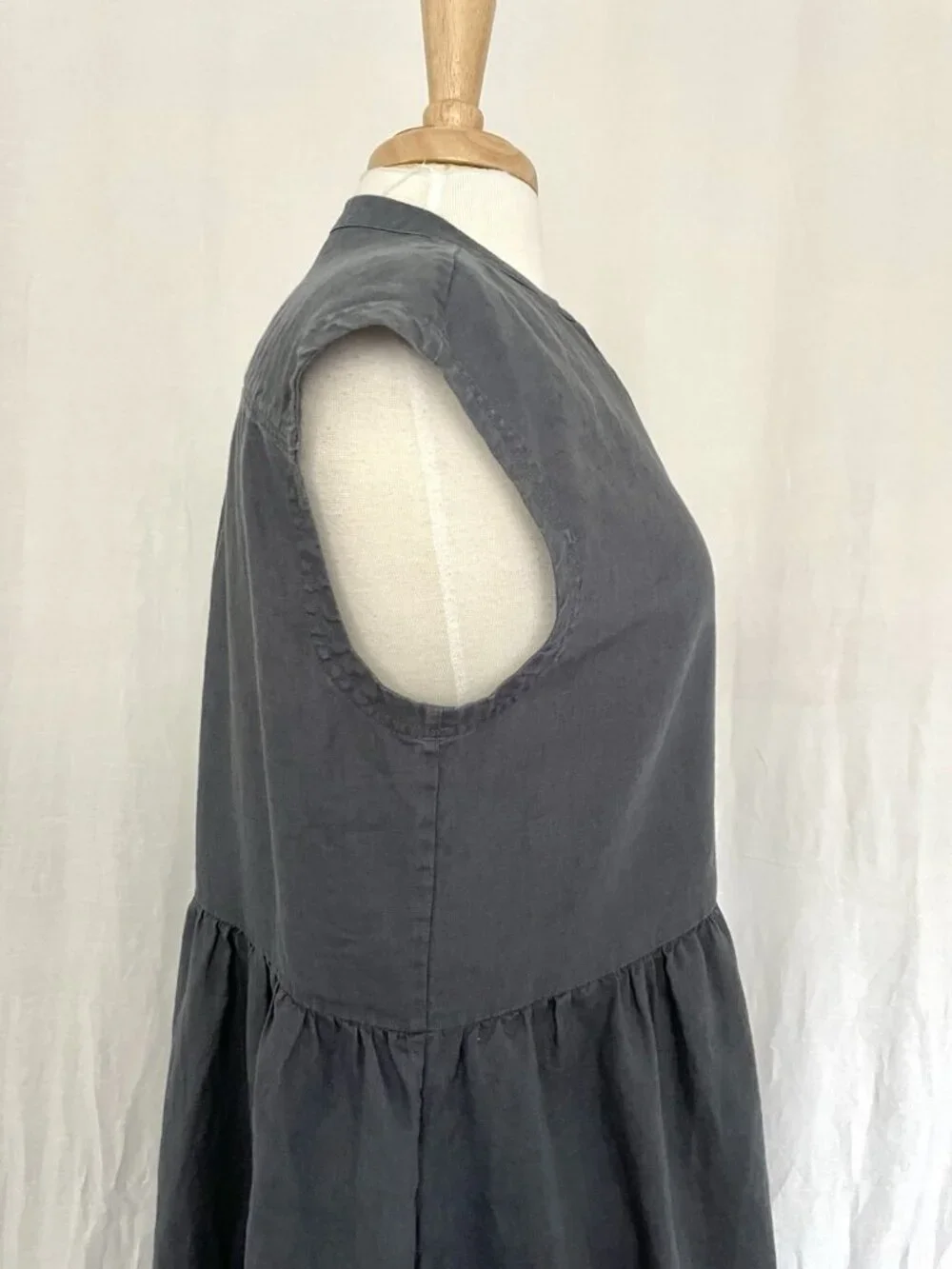 The White Company White Label 100% Linen Split-Neck Maxi Dress Dusty Blue size 8